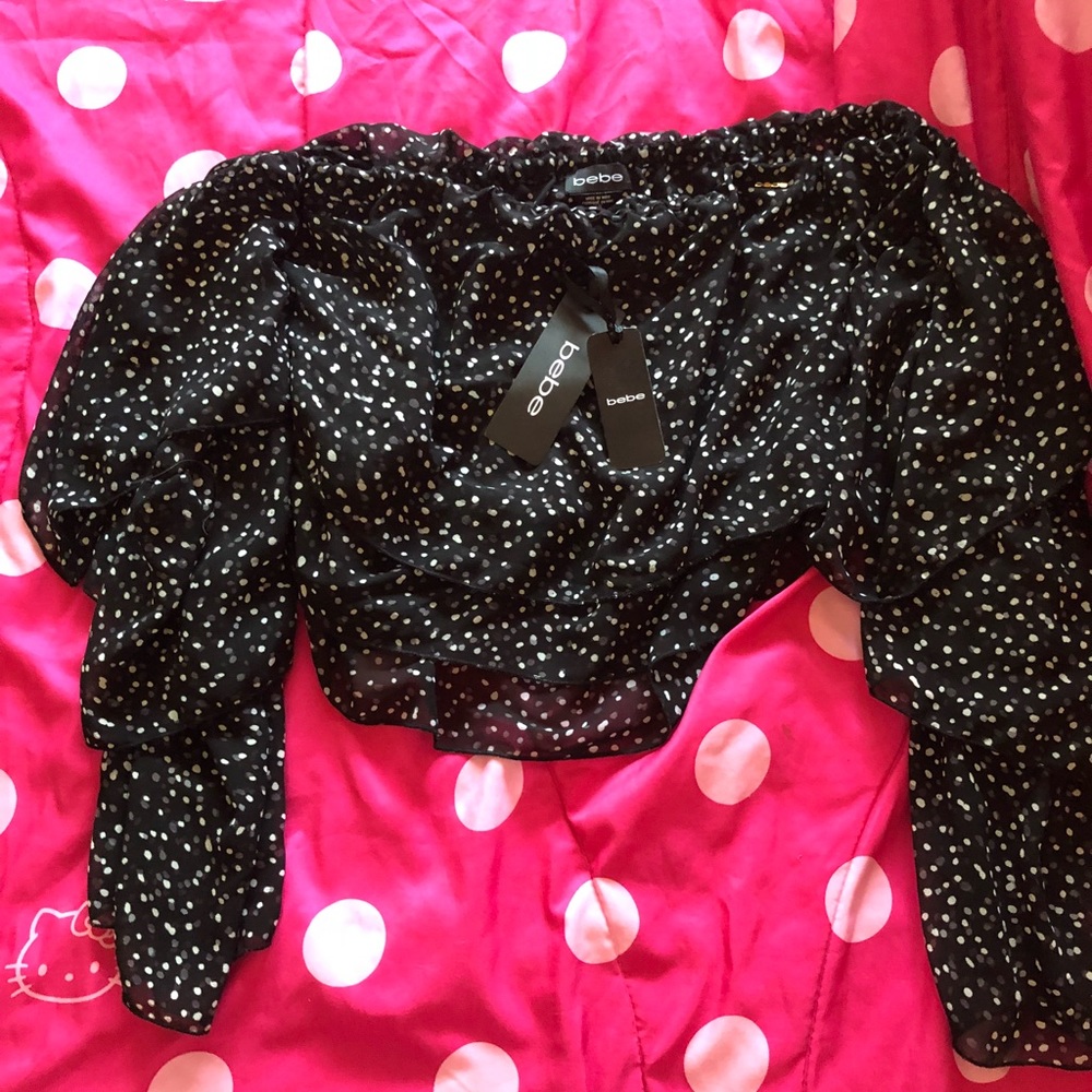 Authentic Bebe Off Shoulder Crop Ruffled Tops!!! - image 3